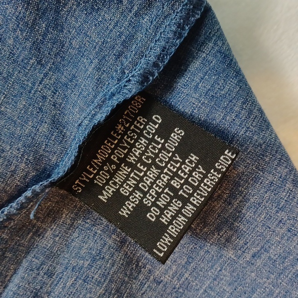 love by chesley chambray prairie smocked sundress button front spaghetti strap l - Picture 13 of 14
